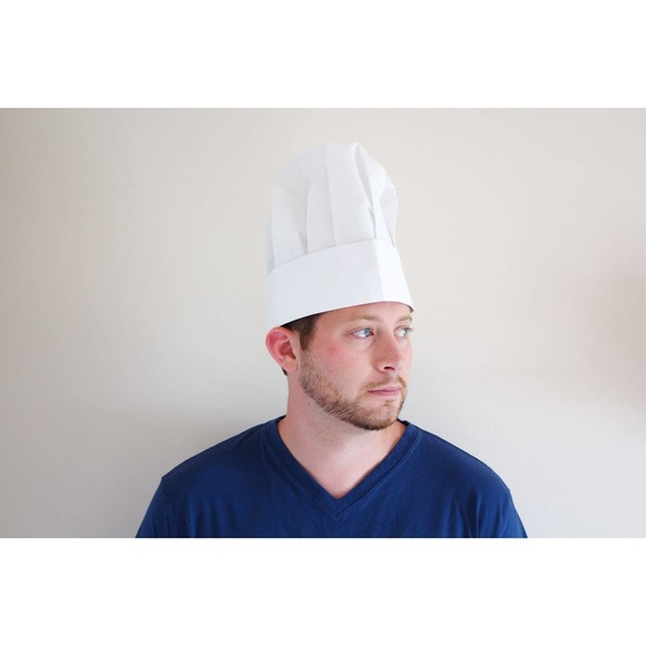 5 PACK OF FLARED TOP DISPOSABLE PAPER CHEF HATS - Picture 3 of 3